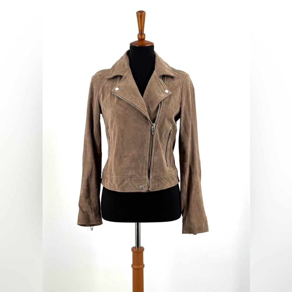 Blank NYC Tan Suede Leather Zip Up Jacket Size M